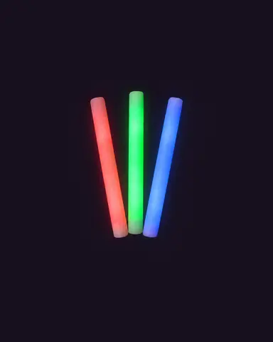 Illustrative image of LED foam party sticks glowing red, green and blue